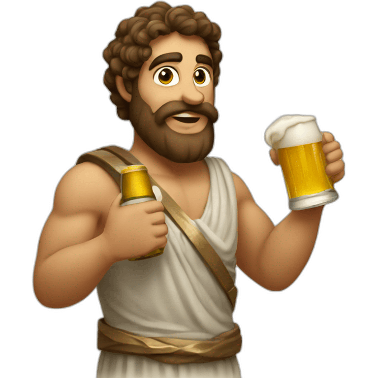 Greek holding beer emoji