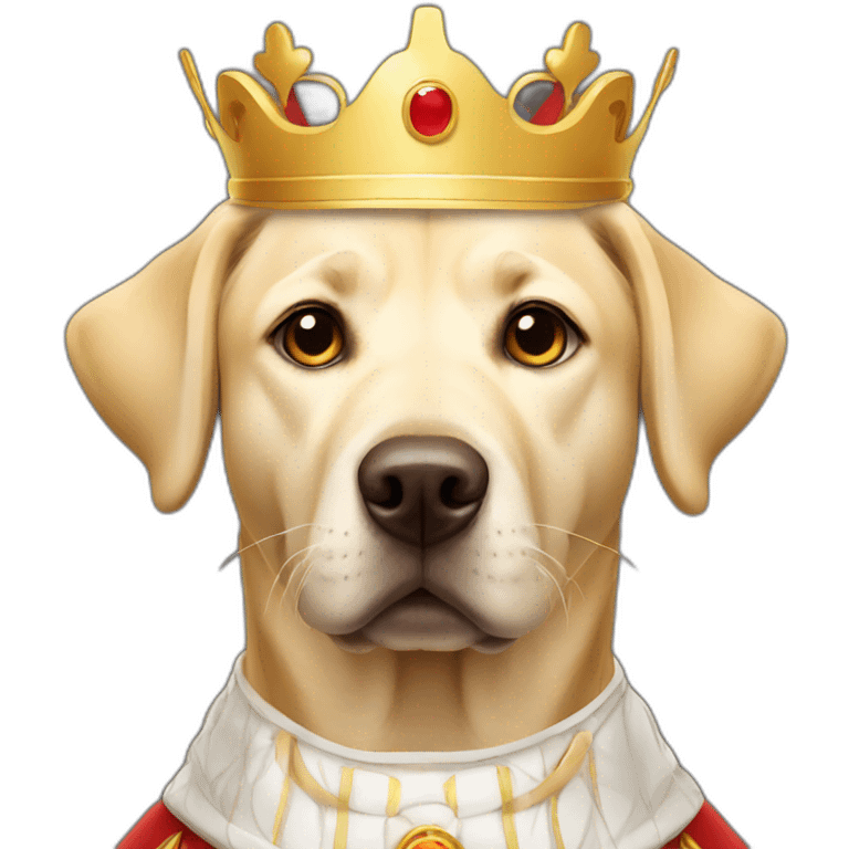 male blonde labrador in king outfit emoji