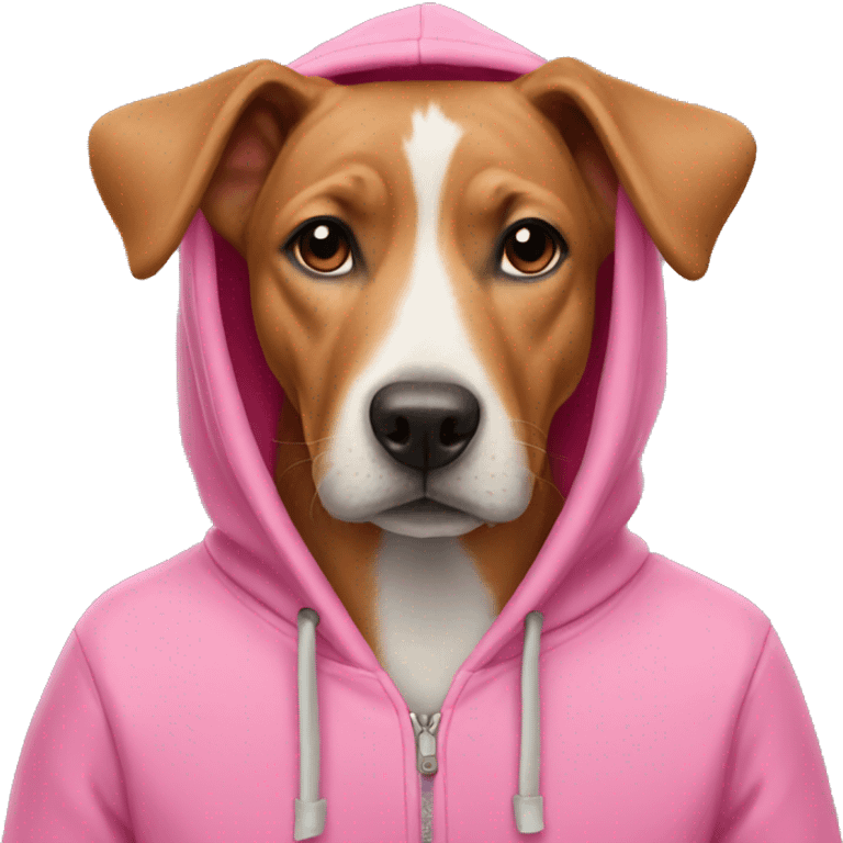 Dog wearing a pink hoodie  emoji