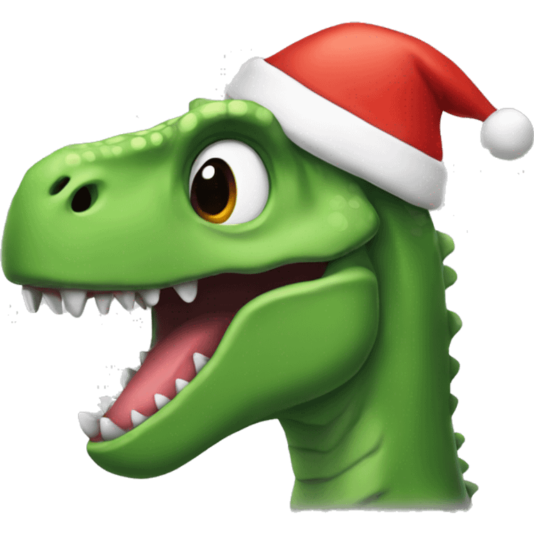 Dinosaur with Christmas hat on emoji