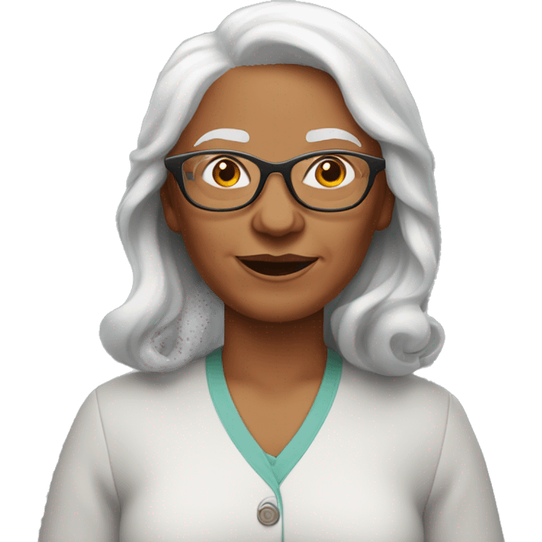 Grandma emoji, wearing cat-eye shaped rim glasses and long red hair emoji