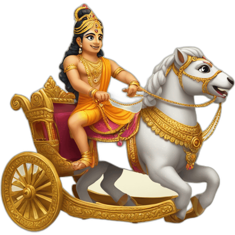 Krishna riding the chariot with Arjun emoji