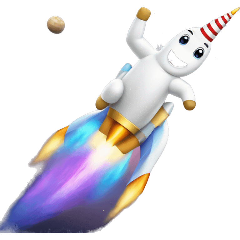 unicorn riding on a rocket to outer space emoji