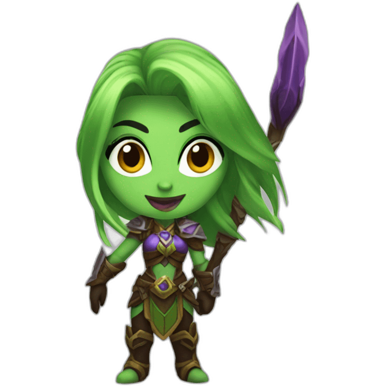 warcraft night elf hunter female waving emoji