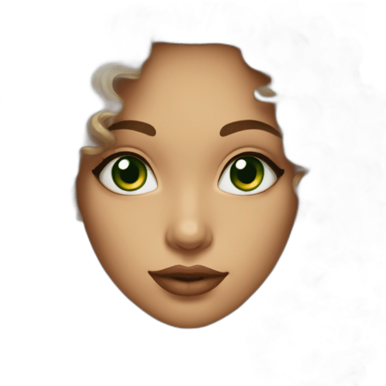 Young woman, 31 years old, green eyes, curly, Big lips emoji