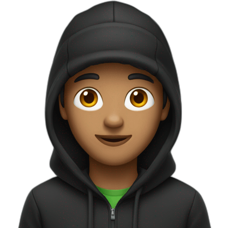 A guy wearing a black hoodie and a black cap emoji