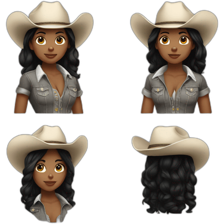 Cow girl black hair white skin emoji