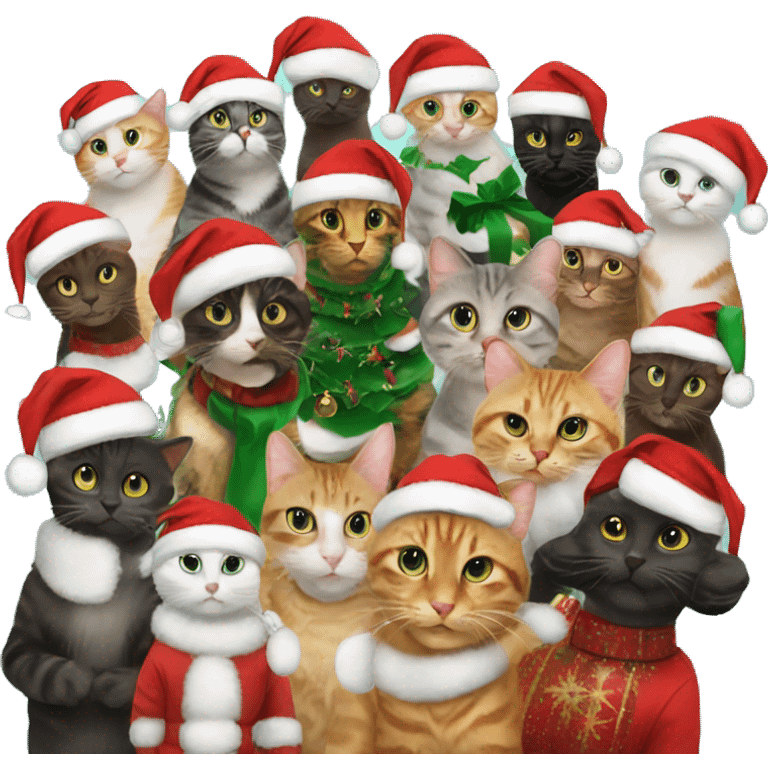 13 cats at a christmas party emoji