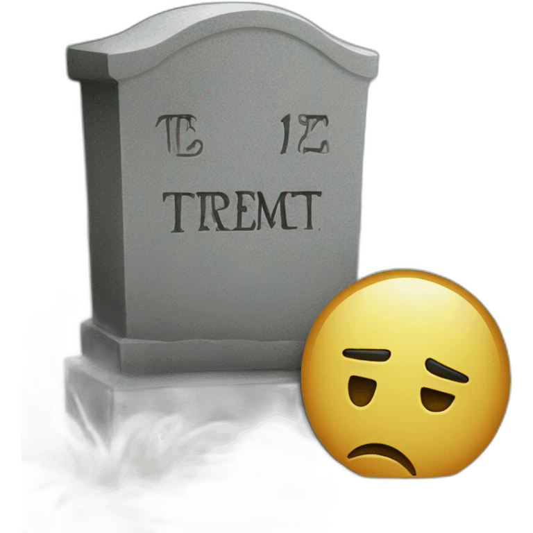 sad face next to a tombstone emoji