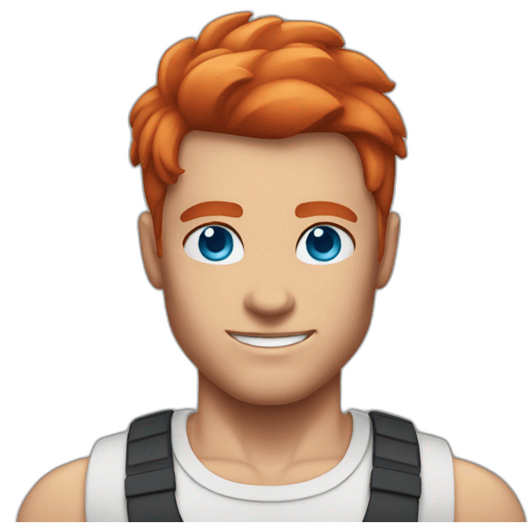 Muscle man blue eyes red hair emoji