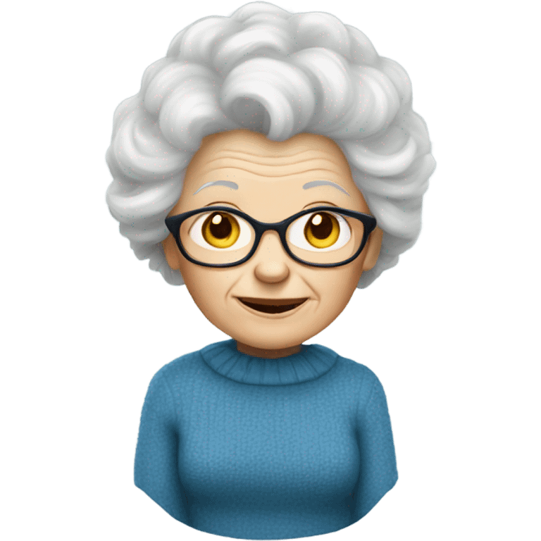 an elderly white woman with a fluffy hairstyle wearing a blue sweater emoji