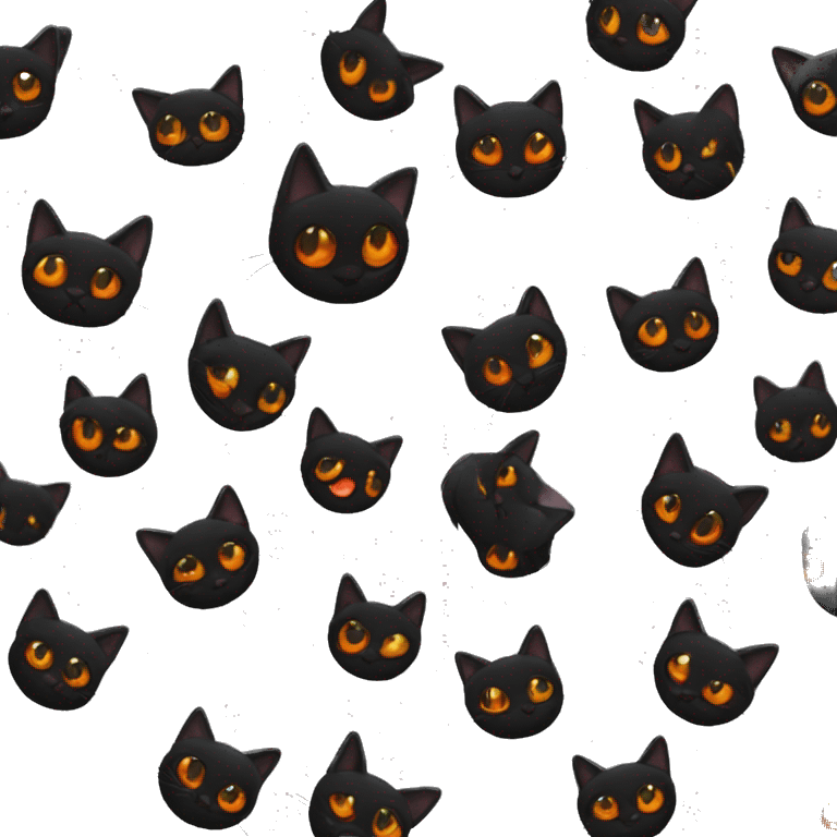 all black cat with orange eyes emoji