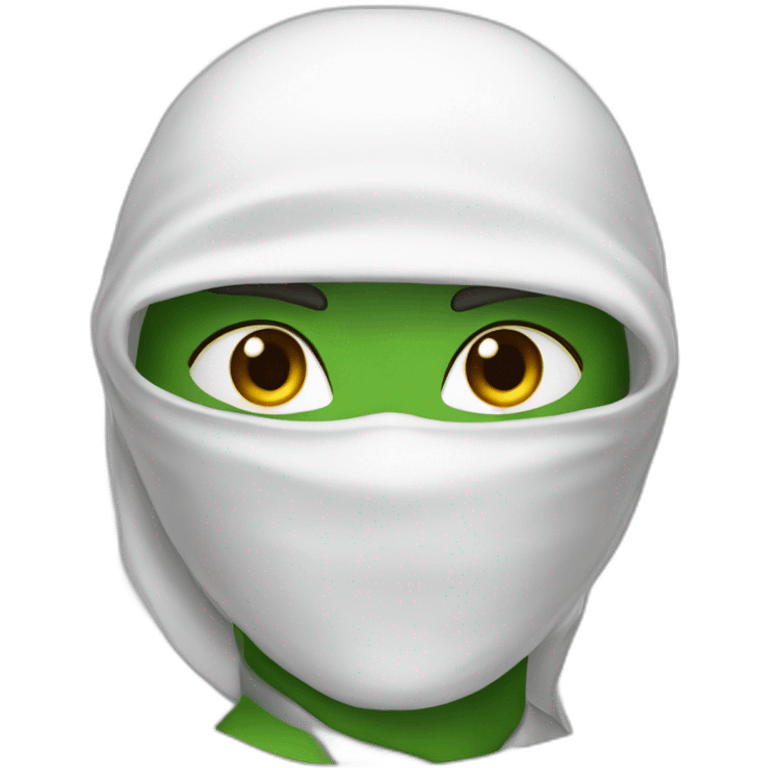 white-ninja-with-a-white-veil-on-his-head,-green-eyes emoji