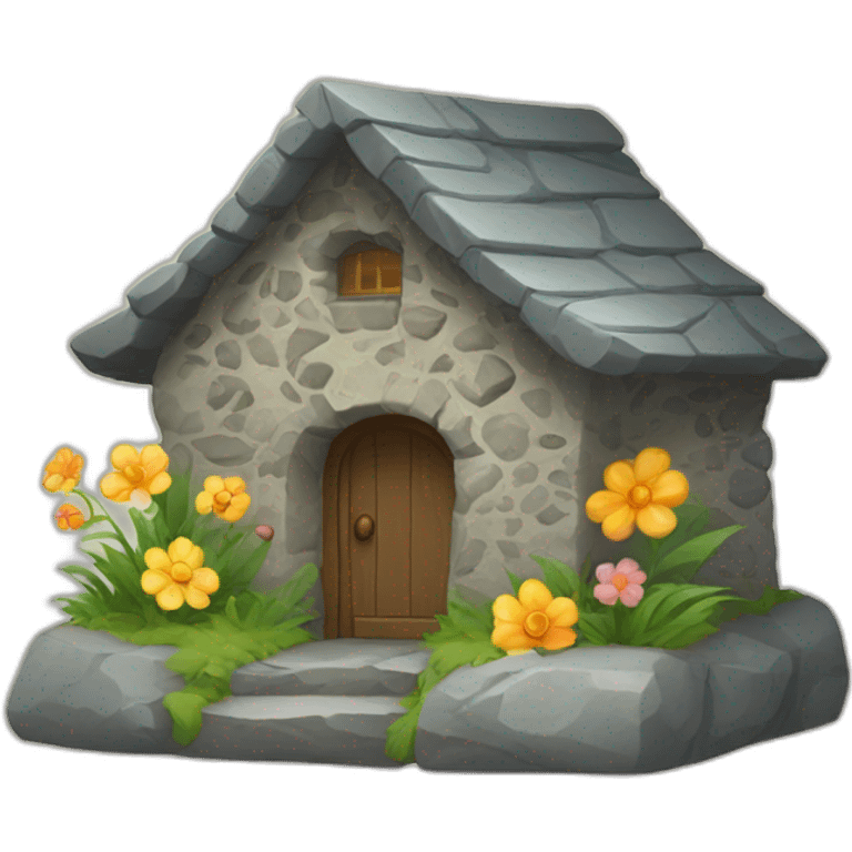 Little stone house with flower  emoji