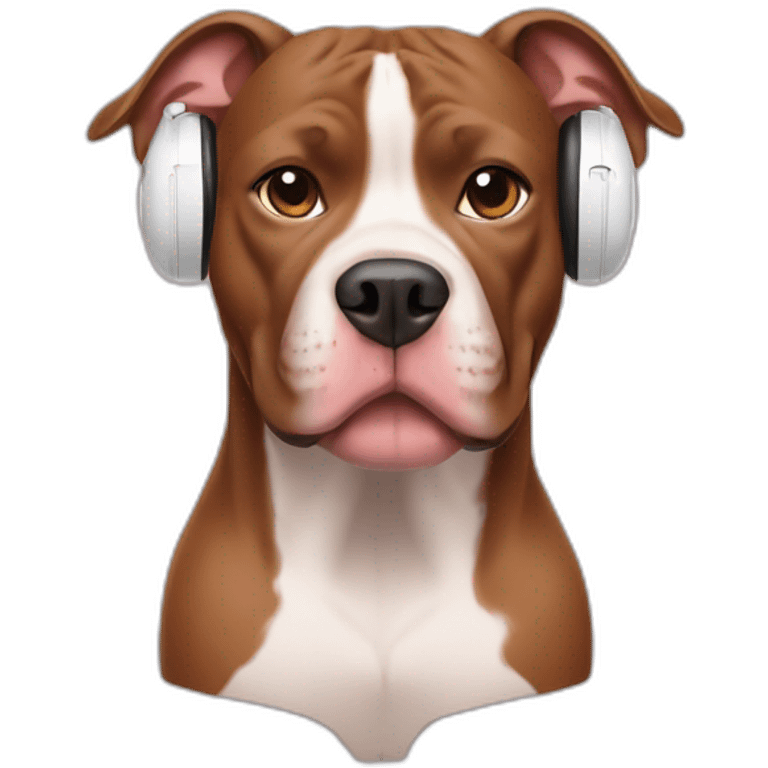 Brown Pitbull wearing iPhone and AirPods  emoji