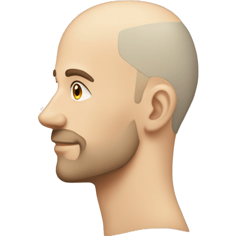 white young man bald with cap, + soft beard, side profile emoji