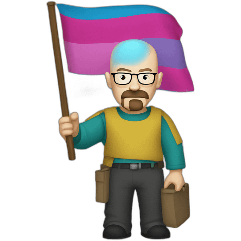 walter white holding the transexual pride flag emoji