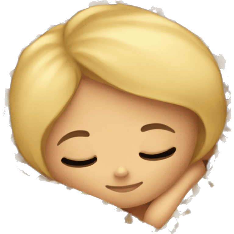 Blonde tanned girl sleeping with leopard print blanket emoji