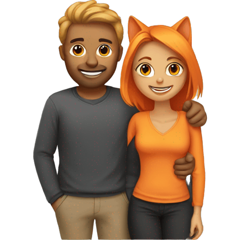 Couple with orange cat emoji