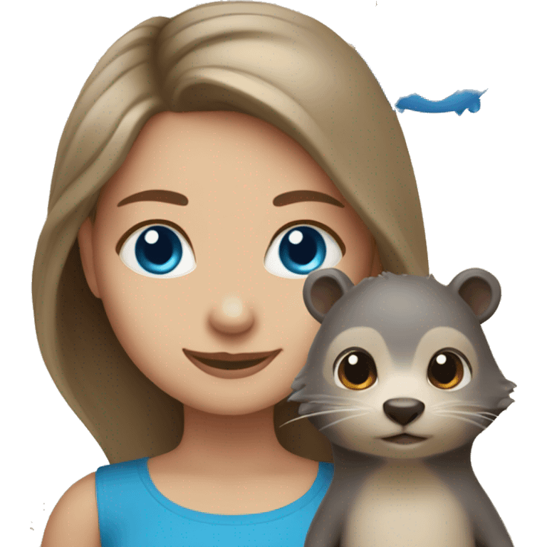 girl with blue eyes and otter and hedgehog emoji