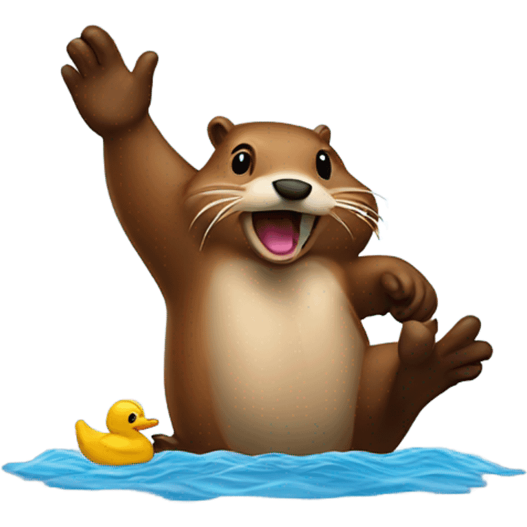 Beaver slapping a duck emoji