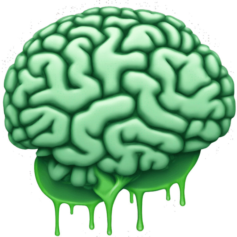 a brain with a greenish color, like a logo, and like it's dripping liquid from it. Big contours, no shades emoji