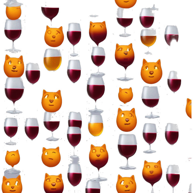 gato naranja con una copa de vino tinto emoji