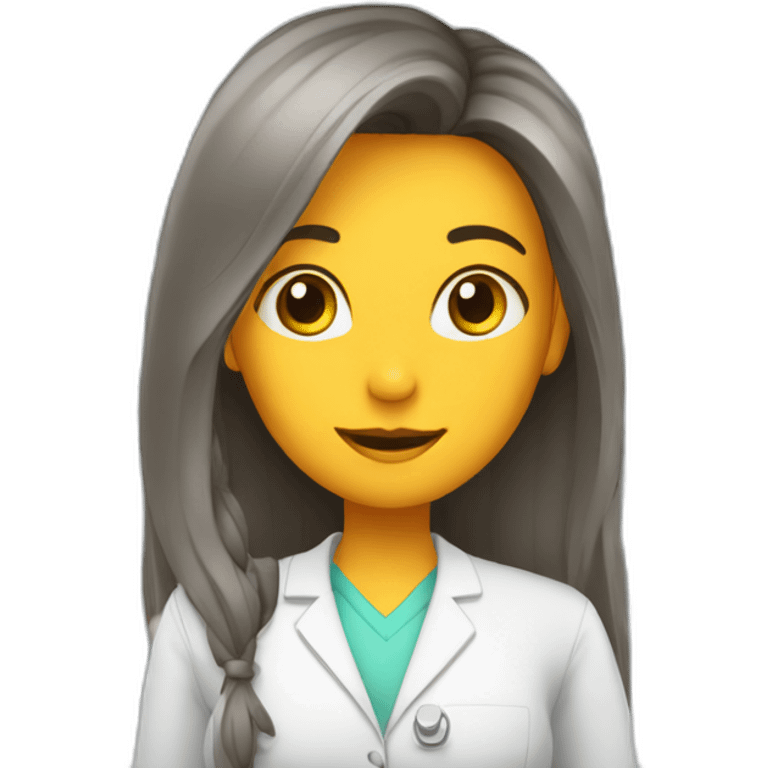 Chica joven con pelo largo trabajando en una farmacia emoji