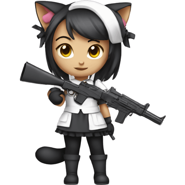 maid catgirl with gun emoji