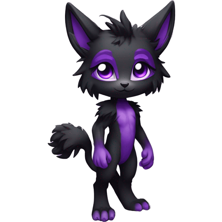 Anthro-Edgy-Cool-Black-Purple-Contrast-Colors-Fantasy-Fur-Sona-Chibi-Shiny-Fakémon-Hybrid full body emoji