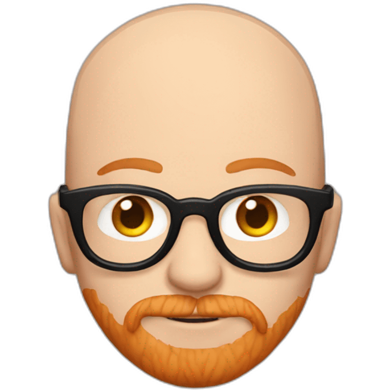 White man a shaven head with dark rimmed glasses, a ginger beard and septum piercing emoji