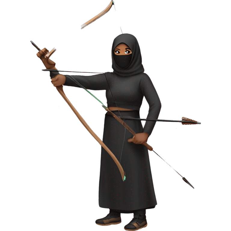 Black Muslim pink niqab archery emoji