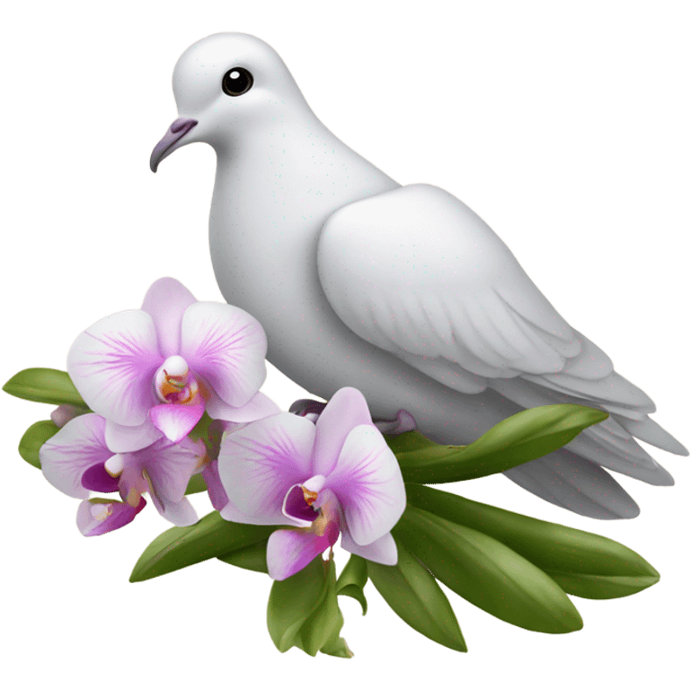 Dove with orchidee  emoji