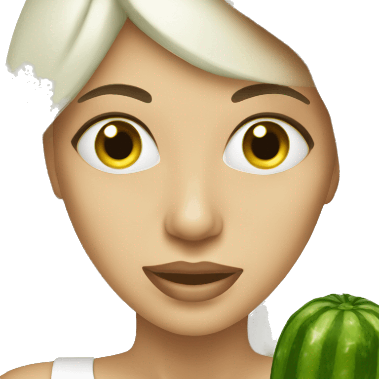 woman facial cucumber spa emoji