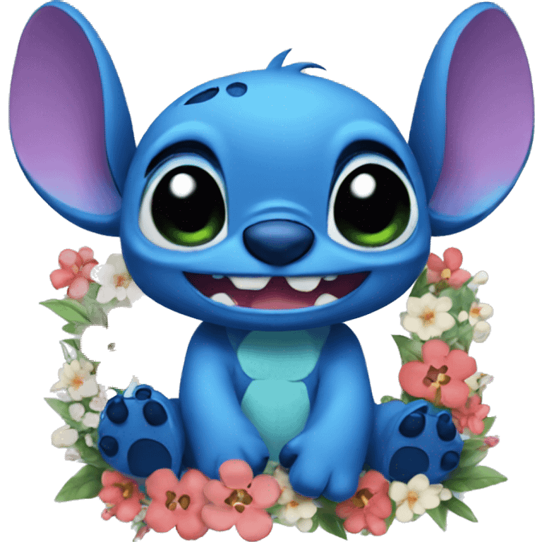 stitch with flowers emoji