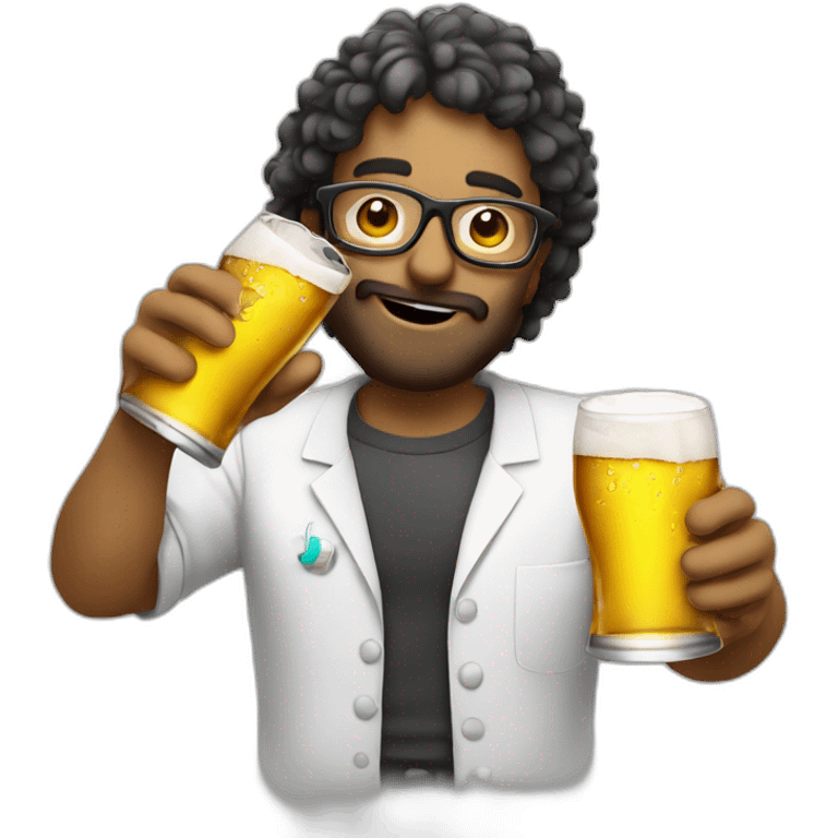 Chemist drinking beer un a party in the beach emoji