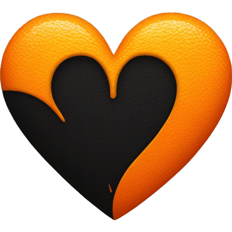 Half black and half orange heart emoji