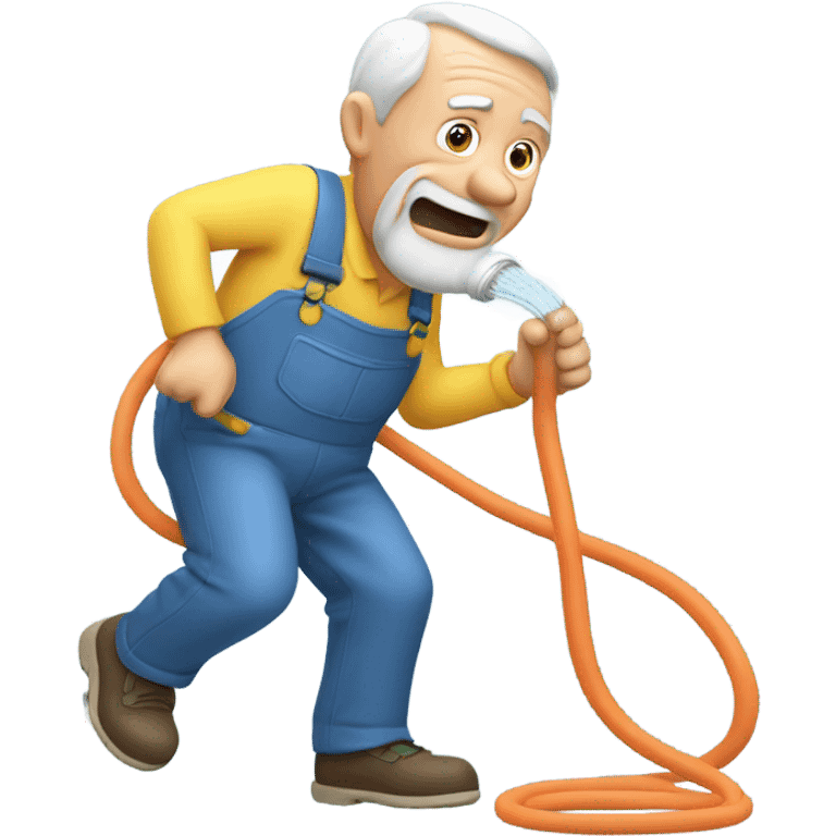 old man squirting Garden hose emoji