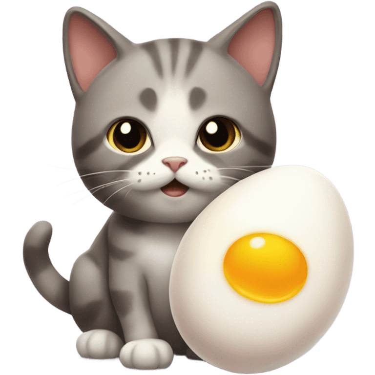 Cat with egg friend emoji