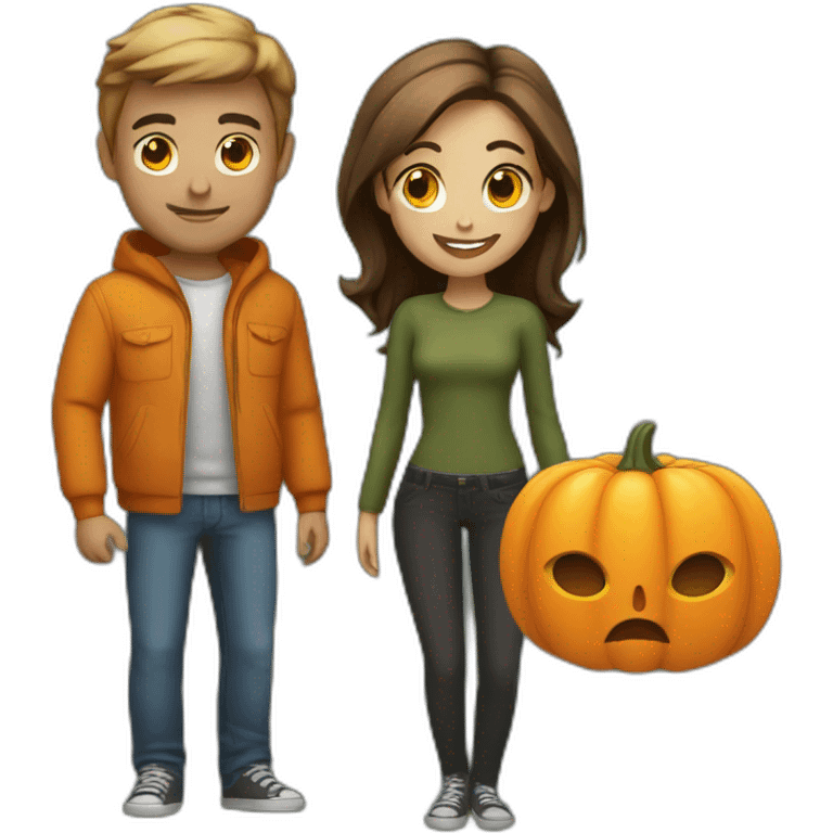 couple with pumpkin emoji