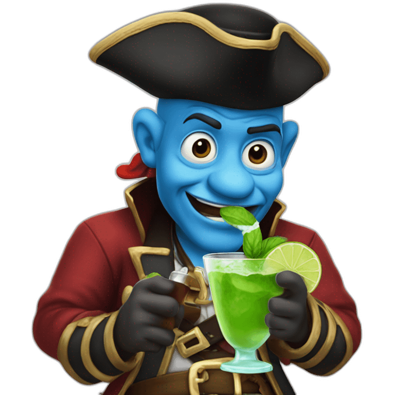 pirate Papa Smurf drinking mojito emoji