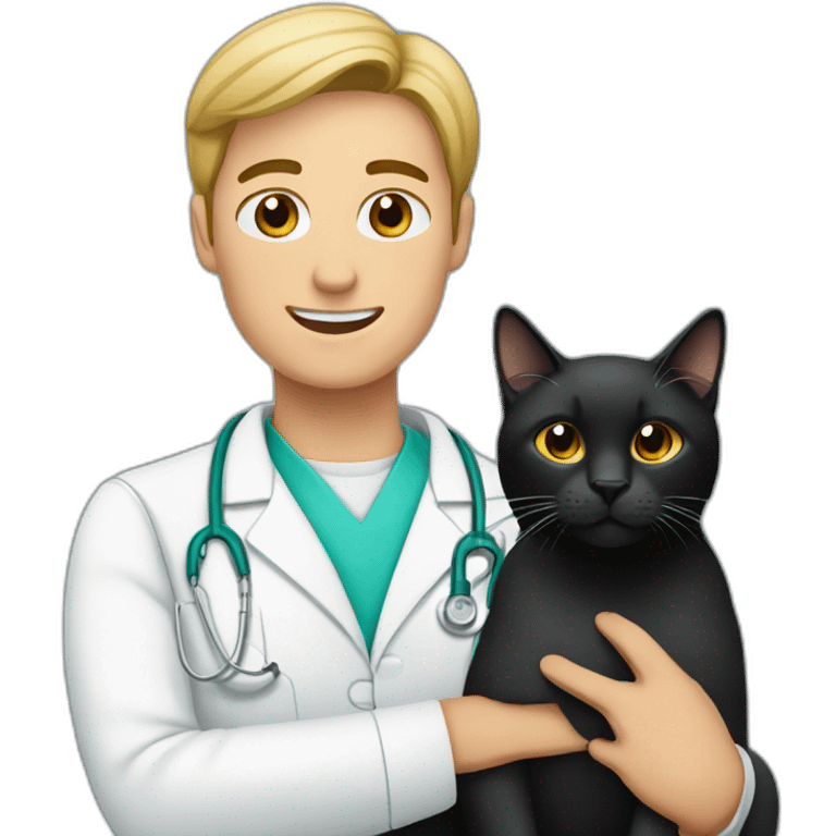 Veterinaria con un gato negro emoji