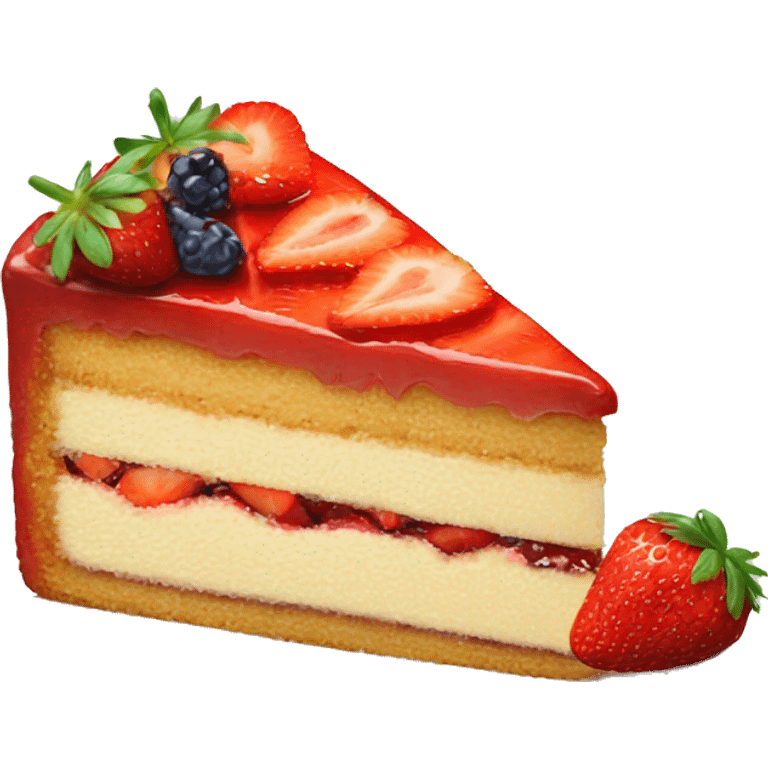 Slice cake with strawberry and berries emoji