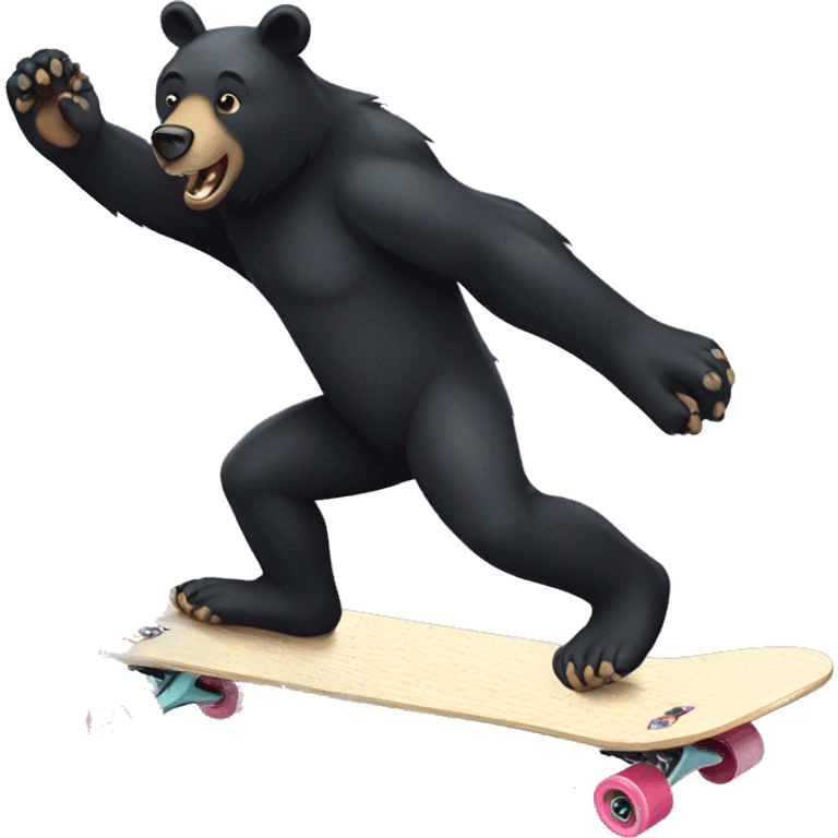 Black bear kick flipping skateboard  emoji