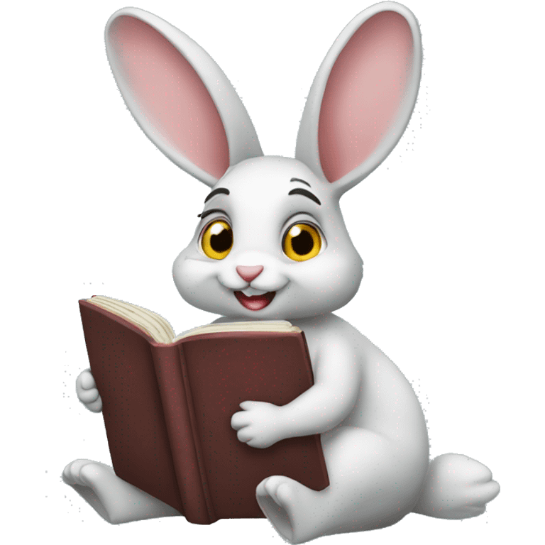 a rabbit reading a book emoji