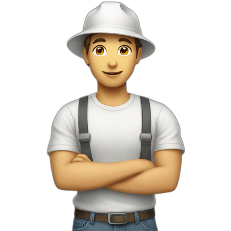 Boy working hat ping emoji