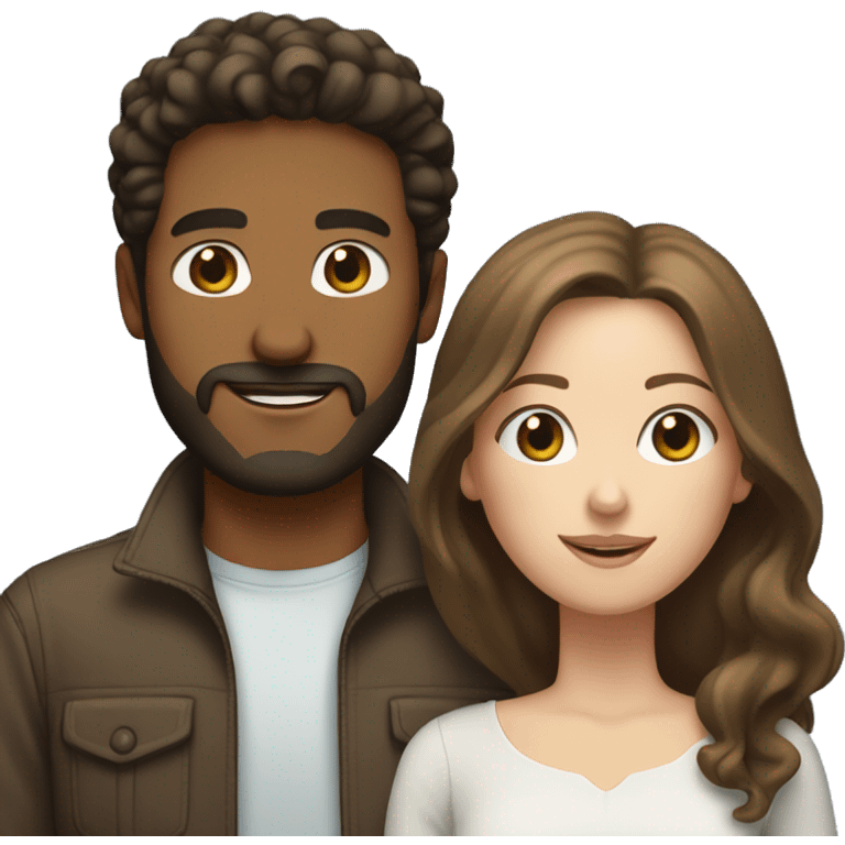 Light Brown man with beard and white woman with blue eyes and brunette hair emoji