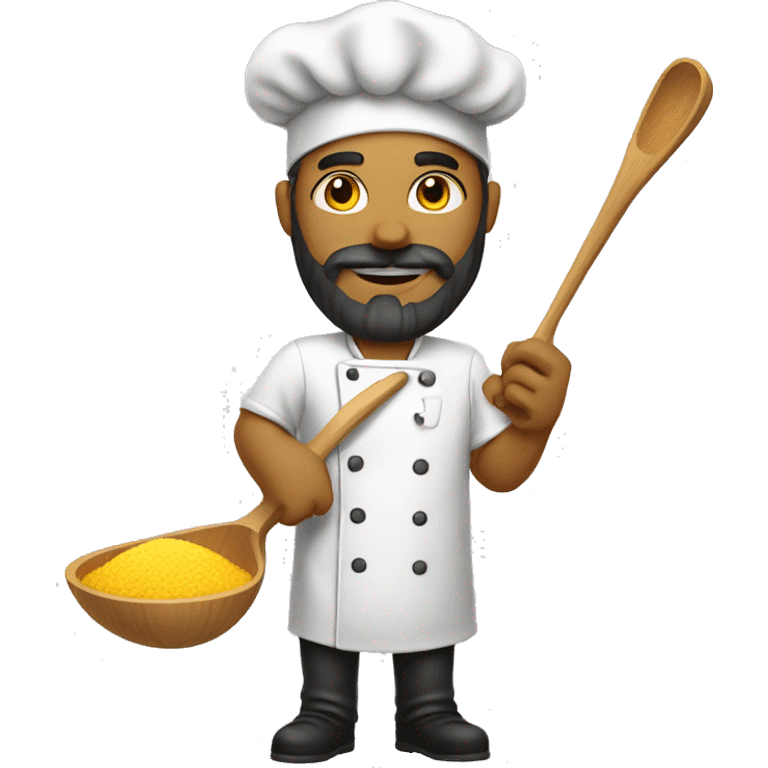 Chef, yellow skin, growing beard. with a wooden ladle in hand emoji