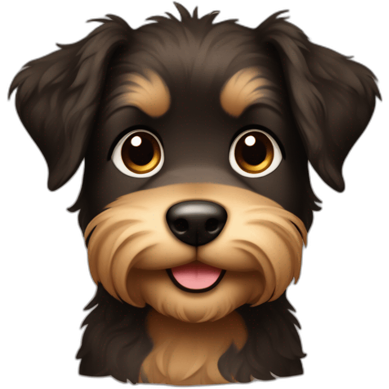 bouvier fawn brown and black puppy face very long hair smiling dark ears emoji