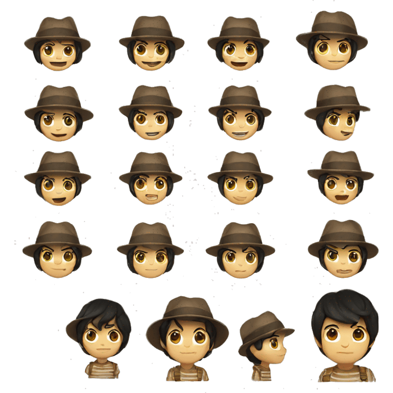 Black Haired Boy Brown Striped Shirt Adventurer's Hat emoji